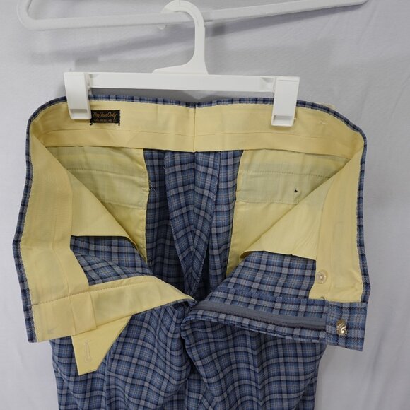 VTG NWT 60S/70S Sears Roebuck Co. 36x30 Mens Dress Pants Blue Plaid Disco Flare - Picture 11 of 13